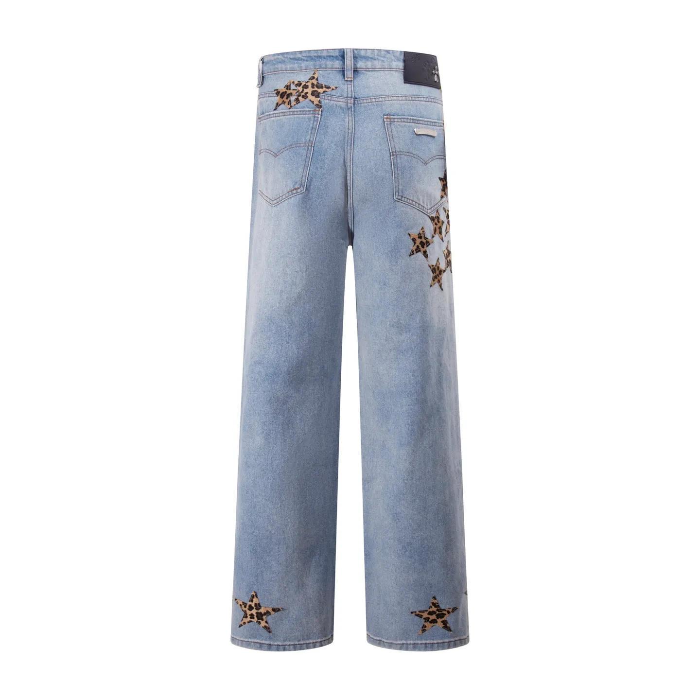 P250 Style number: H42 Croxin & 𝐂𝐡𝐫𝐨𝐦𝐞 𝐇𝐞𝐚𝐫𝐭 ss25 blue star leopard print leather denim workwear logging pants. Styles with different washed textures are very friendly to people with thin legs. The slightly flared version perfectly modifies the leg shape. The timeless and moderate length makes it easy to match and match. It is the basis for various styles and is a must-have in your wardrobe! The fabric is stiff but also makes the upper body soft without losing texture. The washing process is even more perfect. It is a must-have item for everyone! ! ! Washed wheat, hang tag, pants label, three labels complete Color: blue Size: 30-32-34-36